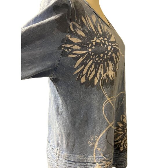 nwt small jess and jane blue asymetrical cotton 3/4 sleeve - Picture 5 of 8